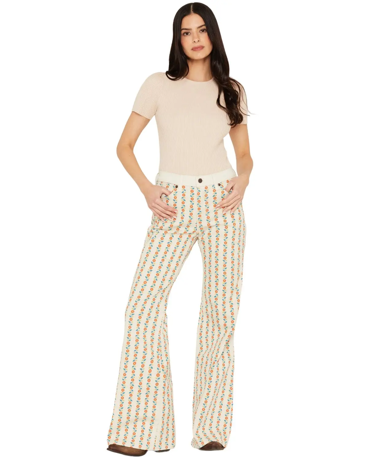 Wrangler Women's Women'S Folksy Floral Print High Rise 70S Flare Stretch - 112378551