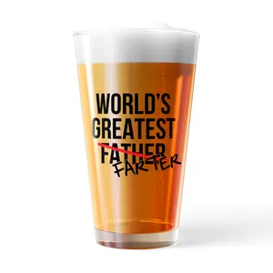 Worlds Greatest Farter Pint Glass Funny Sarcastic Father's Day Gift Novelty Cup-16 oz Funny Drinking Glasses Dad Joke  Funny Sarcastic  Novelty Drinking Glasses White Standard
