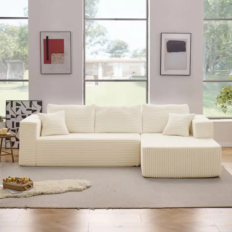 White Corduroy Right Recliner