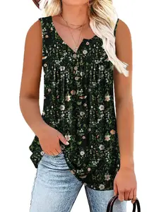 [Plus Size] Floral Print Loose Tank Top, Casual Sleeveless Summer Blouse, Women's Plus Clothing for Daily Wear