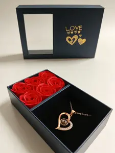 Valentine's Day Gift Set, Six Rose Gold Heart Language Necklace, Perfect for Girlfriend, Mother's Day Present, Elegant Jewelry Set