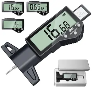 Digital Tire Tread Depth & Brake Lining Gauge Set, Automotive Diagnostic Tool with Large LCD Display, Digital Accuracy, in/MM/F Unit Conversion for Tread Depth and Brake Shoe Pad Wear