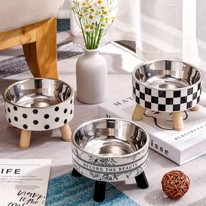 Elevated Stainless Steel Cat Bowl, Anti-Slip Pet Feeding Dish, Detachable Water Bowl, Suitable for Dogs, Cats, Rabbits, Squirrels, Hamsters