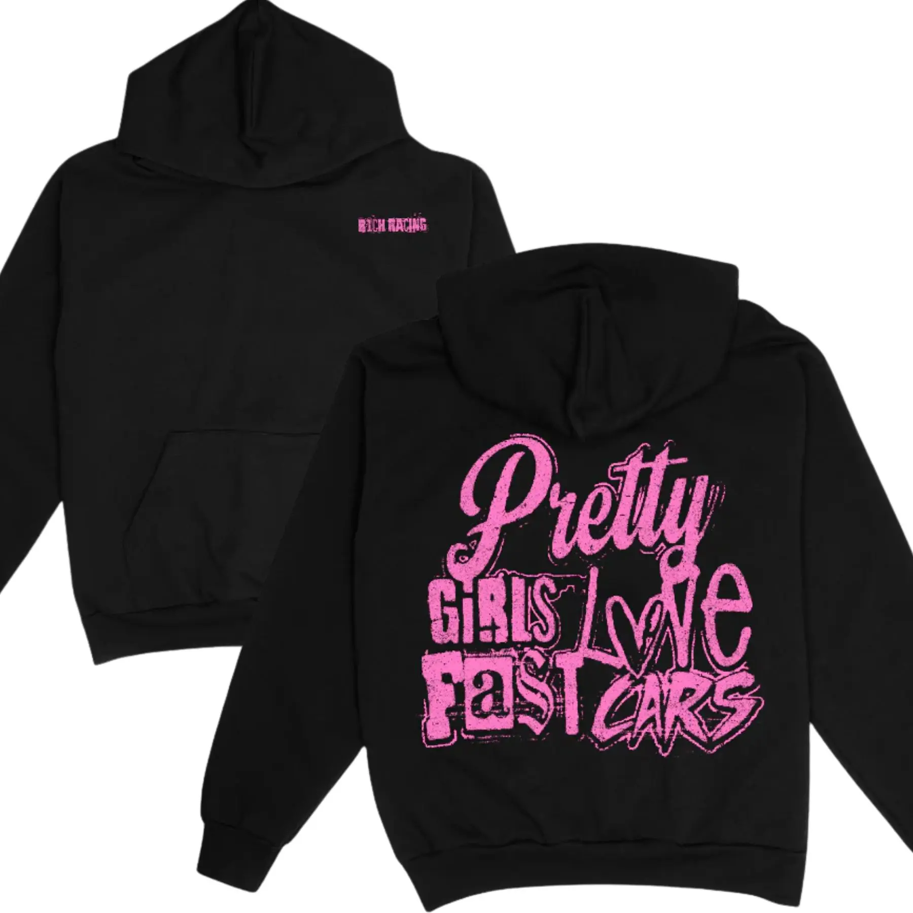 Pretty Girls Love Fast Cars Graphic Hoodie, Bold Racing Quote Design, Pretty girl love fast cars hoodie, Fun Streetwear Style, Mens Womenswear Top, Trendy Fast Car Apparel