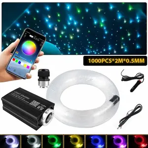 1000/500pcs Professional Starry Sky Ceiling Kit 1000/500pcs Fiber Optic Meteor Lights for Car Roof Home Headliner RGBW LED APP Control 12V 12W