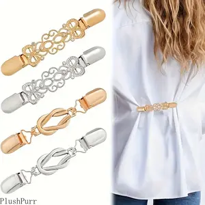 4-Pack Women's Vintage Decorative Waist Clips Adjustable Metal Dress Cinch Buckles Non-Slip Zinc Alloy Waist-Shaping Accessories Durable for Dresses Sweaters