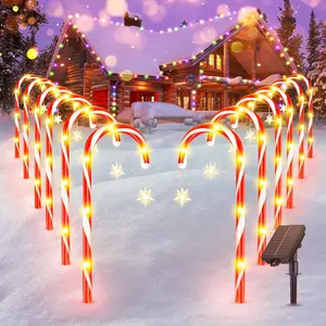 Christmas Decorations Outdoor, 12 Pack Solar Candy Cane Lights Christmas Yard Decorations with 10 Modes and Bright 72 LED, 28ft Longer Waterproof Candy Cane Pathway Lights Xmas GiftAB13MaisonLuxe