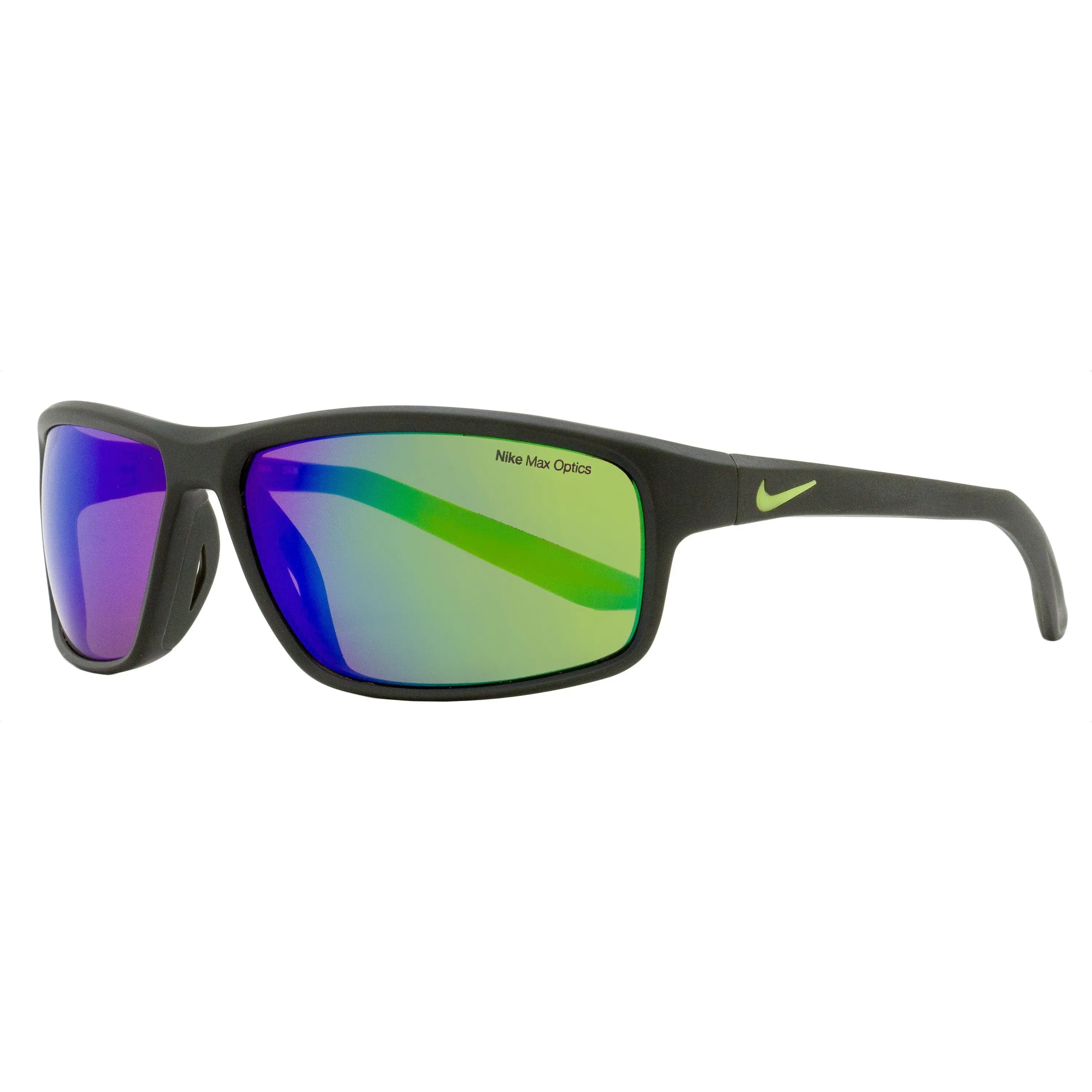 NIKE Rabid 22 M Unisex Sunglasses, Cool Sporty Wrap in Matte Green, Lightweight Plastic Frame with 100% UV Protection, 62mm, Fashionable Sunglasses, Outdoor Sport Sunglasses
