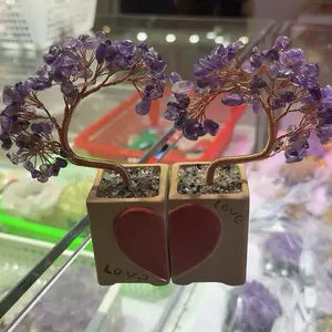 Different Materials Money Tree Decor Ornaments with Heart Design for Home Decor