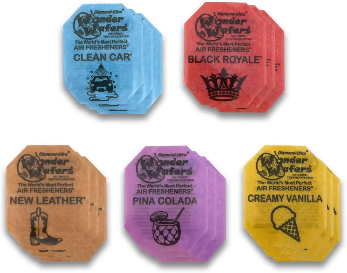 , Wonder Wafers 5 Scents Sample Pack of Car Air Fresheners (15 Pack)
