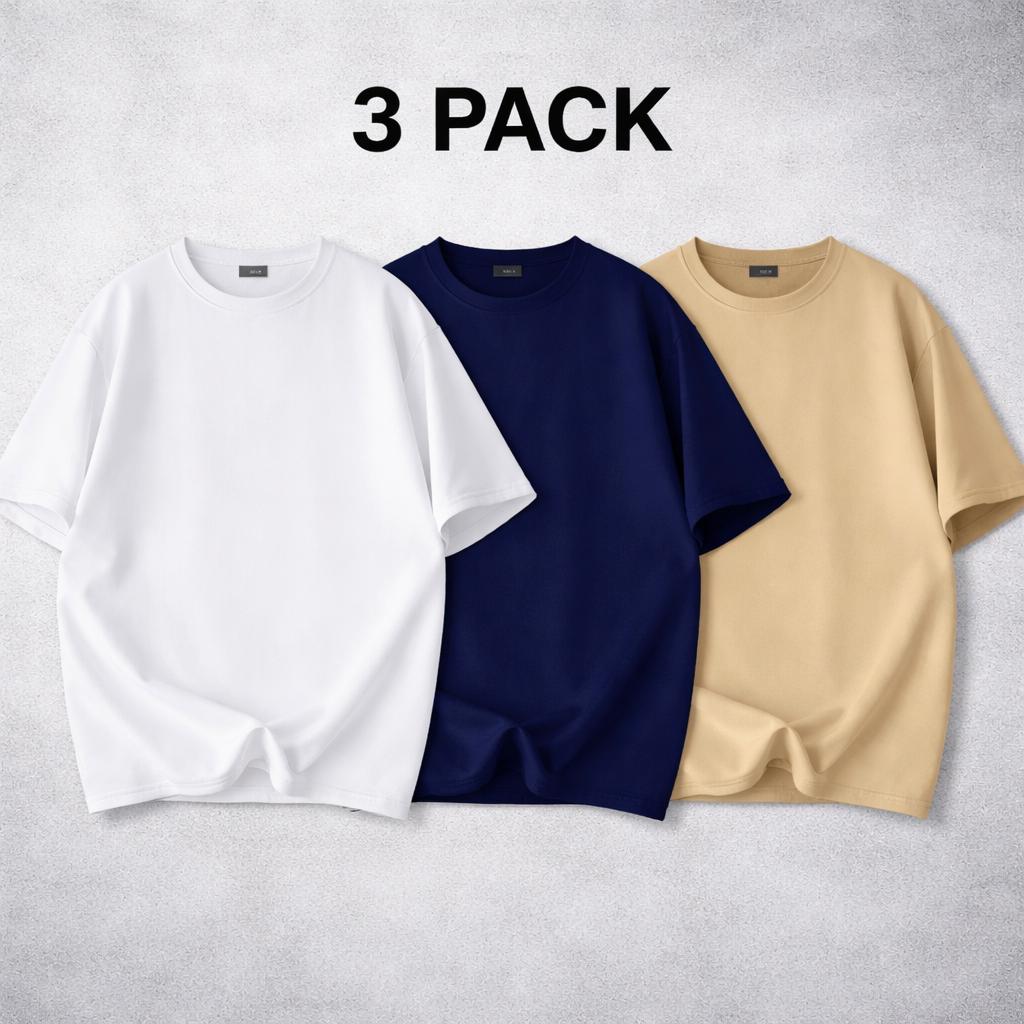 5-pack unisex short-sleeve T-shirts, American basic style, heavyweight high GSM, oversized casual athletic design; versatile tops available in multiple colors; a multi-piece set—versatile and suitable for various occasions, ideal for summer wear and a war