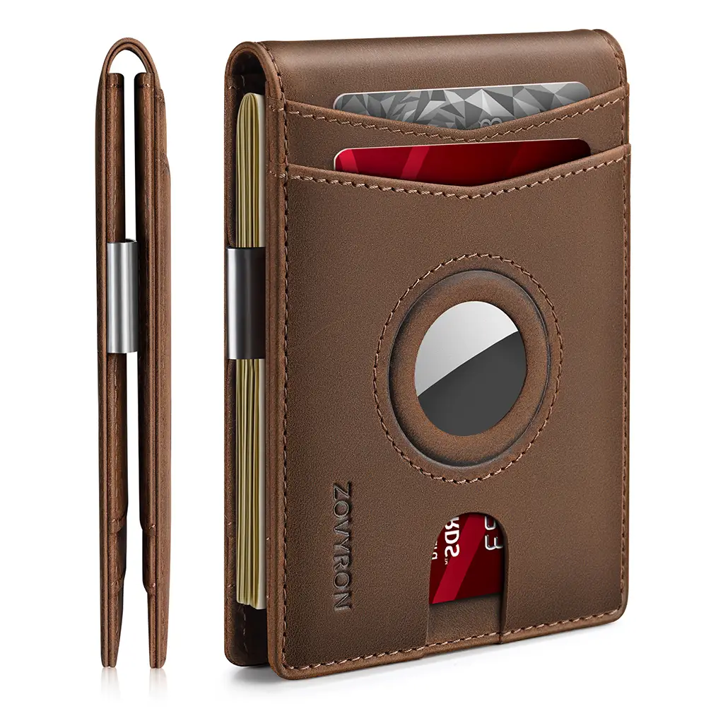 Airtag Wallet for Men Smart Wallet Leather Wallet Credit Card Holder with Airtag Holder