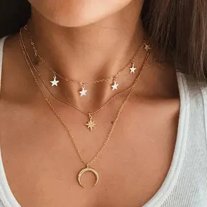 Unisex 3-Piece Waterproof Necklace Set - 18-Karat Gold Titanium Steel, Dainty Design for Daily Wear & Gifting, Sports & Outdoor Accessory