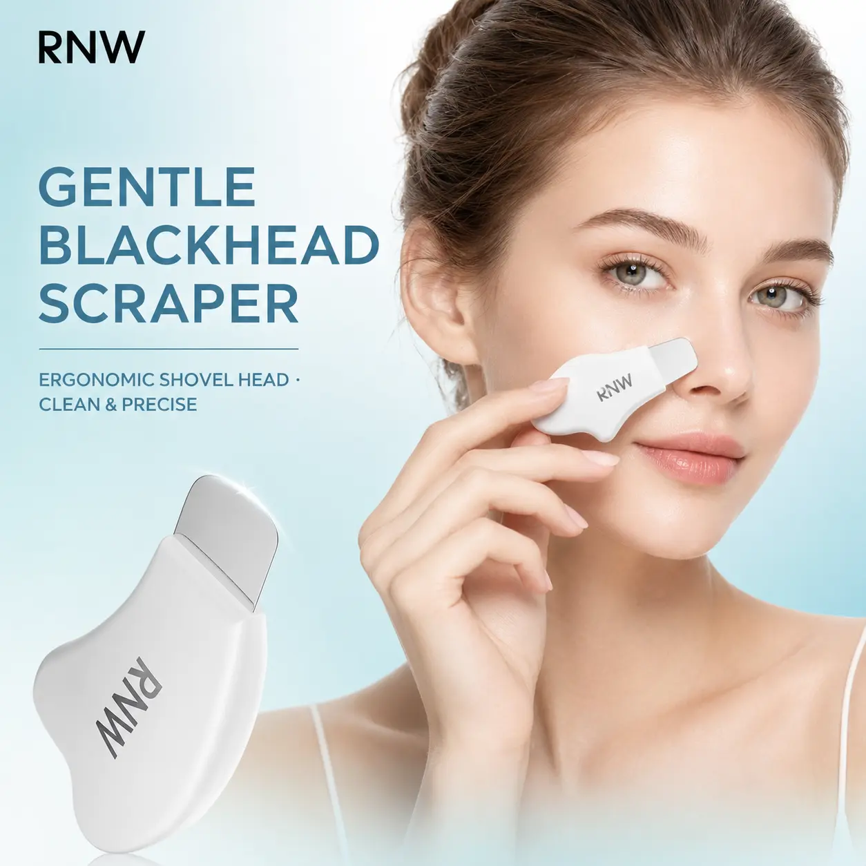 RNW Blackhead Remover Tool, Stainless Steel Blackhead Scraper for Nose & Face, Reusable Pore Cleaning Tool, Gently Removes Lifted Blackheads After Nose Strips & Clay Masks Cleansing