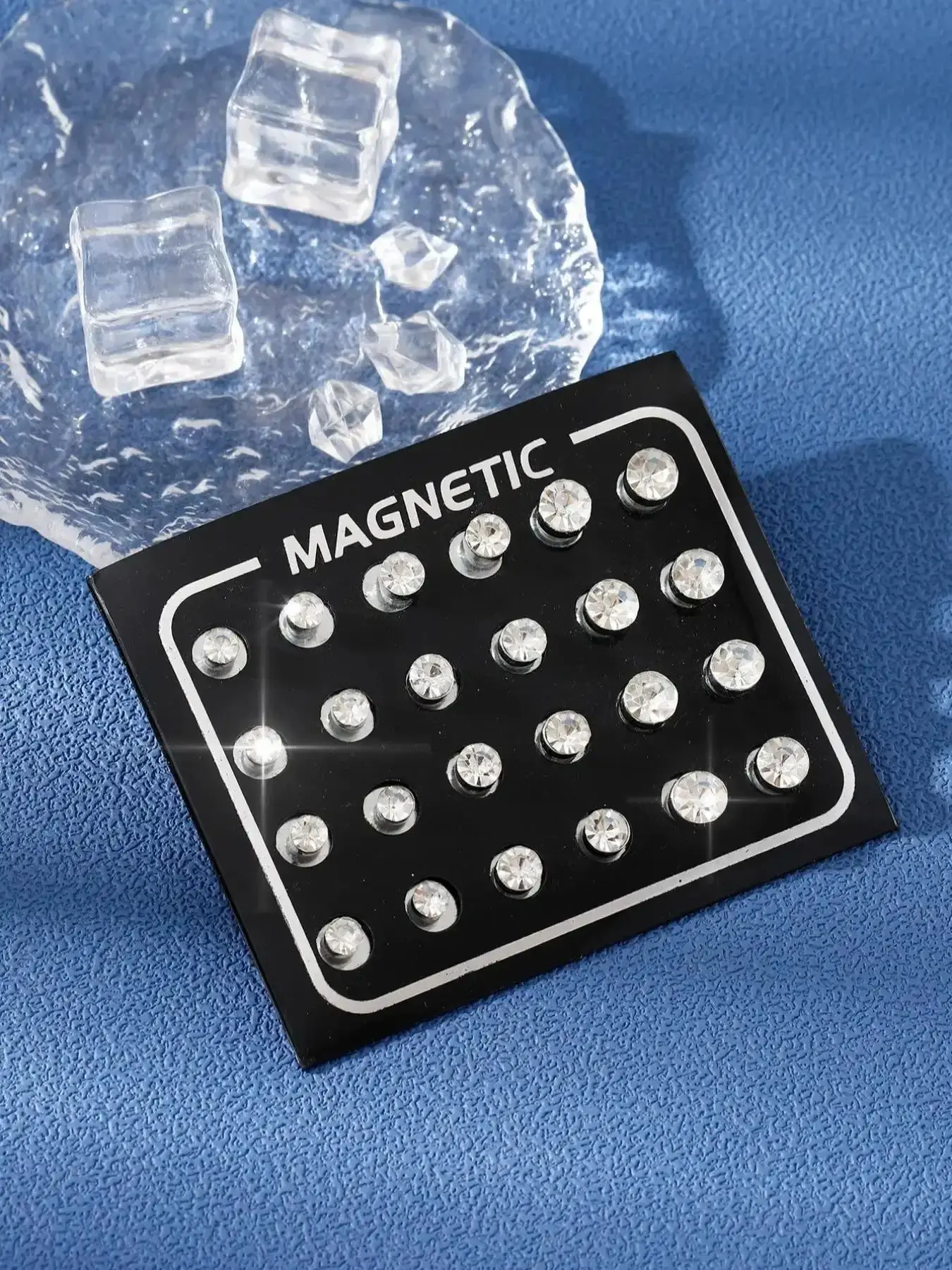 Unisex Street Style Rhinestone Decor Magnetic Stud Earrings, Ear Studs, 12 Pairs Exquisite Trendy Minimalist Fashionable Luxury Jewelry for Party Daily Decoration Stylish Band Unique Dainty Engagement Zircon