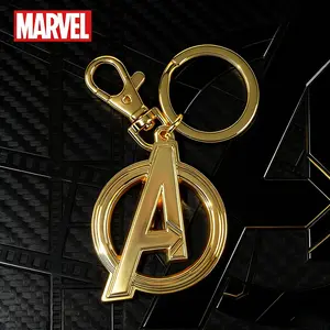 1PC Marvel Avengers Keychain Officially Licensed Collectible Super Hero Golden Logo Anime Peripheral Backpack Decoration Car key Pendant Desk Ornament Durable Exquisite Alloy Gift