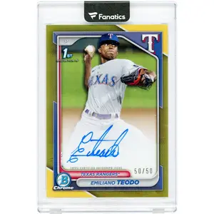 Emiliano Teodo Texas Rangers Autographed 2024 Bowman Chrome 1st Bowman Gold Refractor #CPA-ETE #50/50 Card - Fanatics Authentic Certified