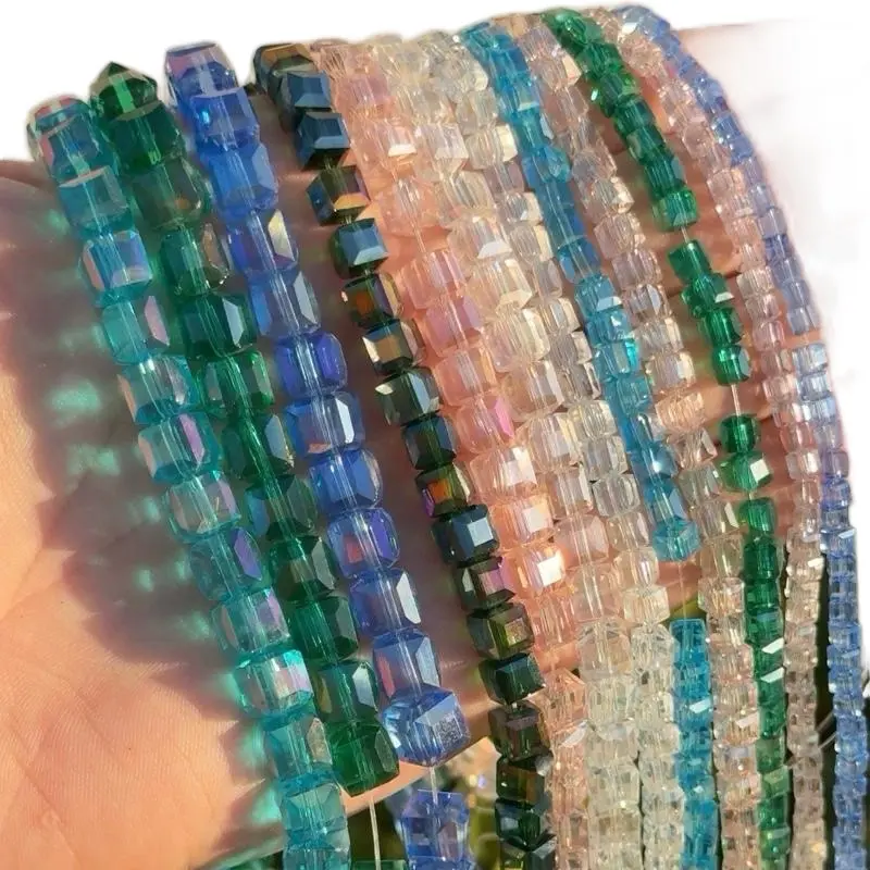 High Grade AB Glass Square Cube Beads 8mm 6mm 5mm 3mm 95 Beads per Strand