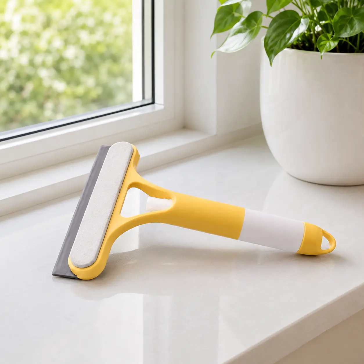 3-in-1 Window Cleaning Tool: 2025 New Squeegee for Shower Glass with Spray Function | All-Purpose Cleaner for Windows, Glass & Mirrors (Scraper + Brush Included), Multifunctional Household Cleaning Tool