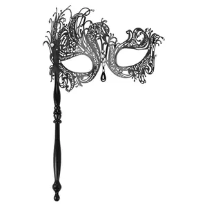 OIDEA Women's Venetian Rhinestone Metal Coating Masquerade Mask with Removable Handle - Lace, Comfortable, Lightweight Fashion Accessory for Halloween, Wedding, Accessories