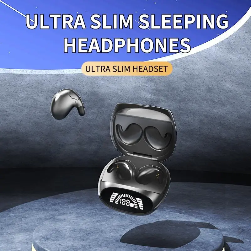 H.L.WALK-D Wireless Sleep In-Ear Headphones - Ultra Slim Invisible Tiny Flat Sweatproof Earbuds for Side Sleepers, Mobile Phone & Tablet Compatible Audio Device for Work