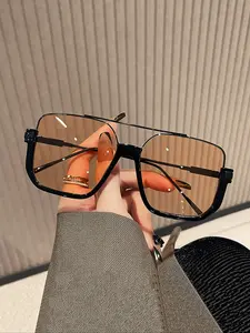 Women's Large Frame Fashion Uv400 Protection, Beach Outdoor Travel Use, Casual Style, Stainless Steel, All Seasons, Fashionable Frames, Sun Protective Sunglasses, Trendy Sunglasses