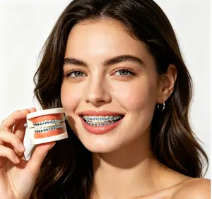1 Pair Fashion Braces Colorful Temporary Tooth Decoration with Metal Wires Metal Bracket Orthodontic Ligature Ties High Quality