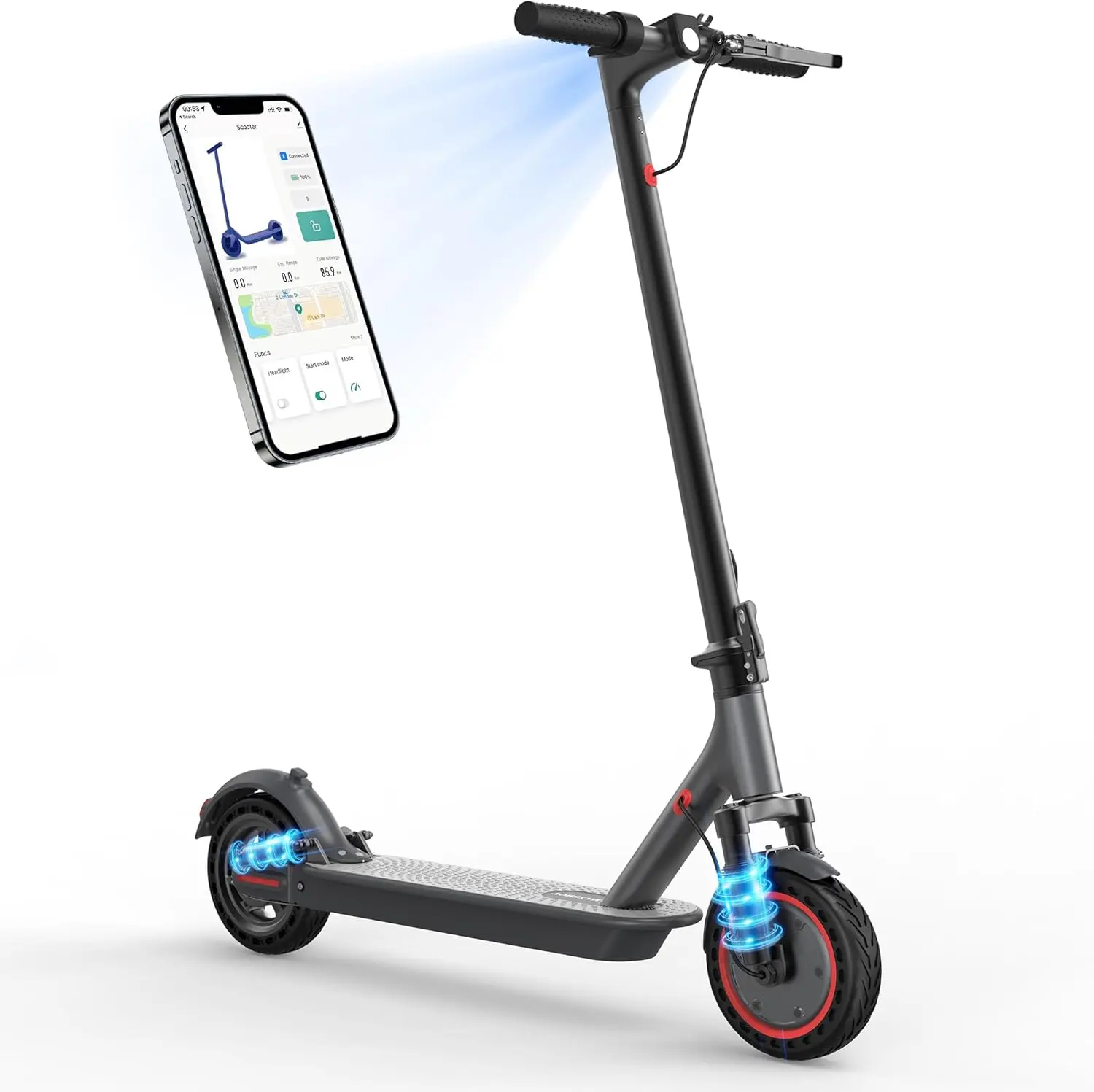 Electric Scooter for Adults, Foldable Commuting E-Scooter with 350W/500W Motor, 8.5/10/14" Tires & Dual Suspension, Max 22Mph Speed, 21-28 Miles Range, Smart APP Control