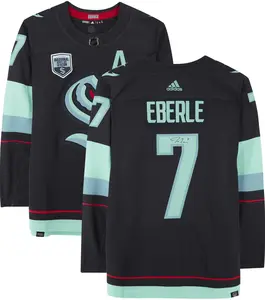 Jordan Eberle Seattle Kraken Autographed Navy Adidas Authentic Jersey with Inaugural Season Jersey Patch - Fanatics Authentic Certified