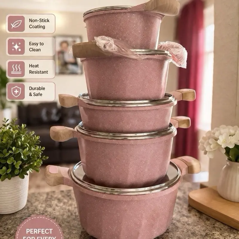 Premium pink set of nonstick