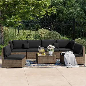 Summervibes [2/3-Package Shipping] LHBCRAFT 5/7 Pieces Patio Conversation Sofa Set, Outdoor Furniture Set, Outdoor Wicker Sofa & Table, UV Resistan, PE Rattan,Splash-proof,Christmas gift