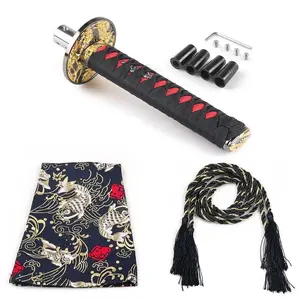 Universal JDM Katana Samurai Sword Shift Knob 200MM Stainless Steel with Dust Cover & 4 Adapters for Enhanced Performance in Most Car Models