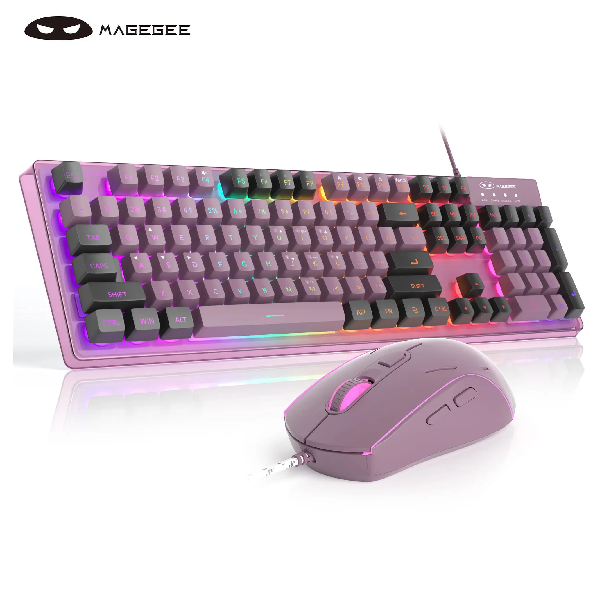 Magegee K1 RGB Gaming Keyboard and Mouse Combo, Keyboard Mouse Set, 104 Key LED Backlit Keyboard with 5 Lighting Modes, Ergonomic Gaming Mouse, Ultra-Responsive for PC/laptop, Gaming Accessories, Computer Peripherals