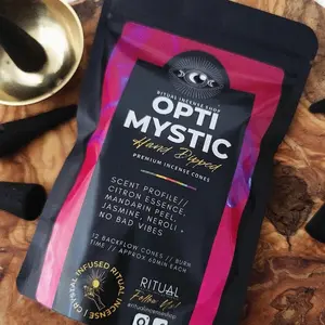 Opti Mystic Ritual Incense Cones - 12 Hand-Dipped Premium Cones for Daily Cleansing & Mood Lifting Citrus-Floral Blend