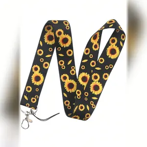 Cute Daisy Custom Lanyard for ID Cards and Keys, Metal Key Ring, Perfect Gift for Teachers Students Staff, Cute Neck Strap for Credit Card Passport Phone