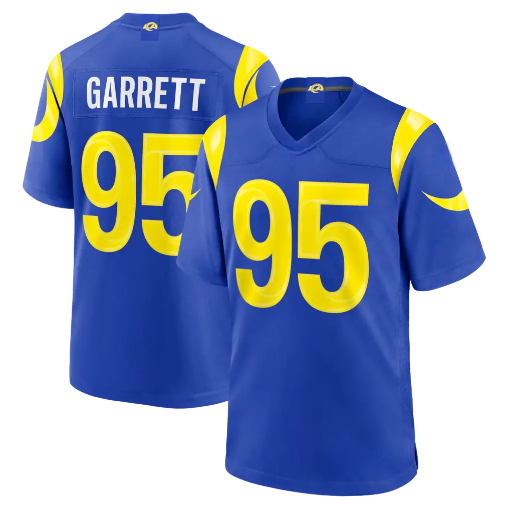 Full Print Royal Garret 95 Football Jersey, Men's Breathable V Neck Short Sleeve Athletic Shirt, Team Game Uniform, Sports Fan Apparel, Unisex Gift for Football Fans