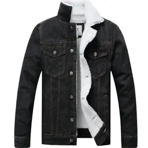 Men's Fleece Jean Jacket Winter Cotton Sherpa Lined Denim Trucker Jacket