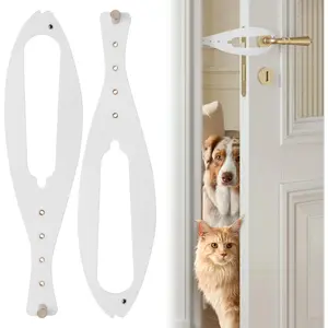 TGIOW Cat Door Latch, 2 Pcs Cat Door Stopper Pet Door Latch to Keep Dog Out of Litter Box and Food, Door Prop for Cat with 5 Adjustable Size Strap 2.5-6" Wide, No Measuring, Easy to Install, White