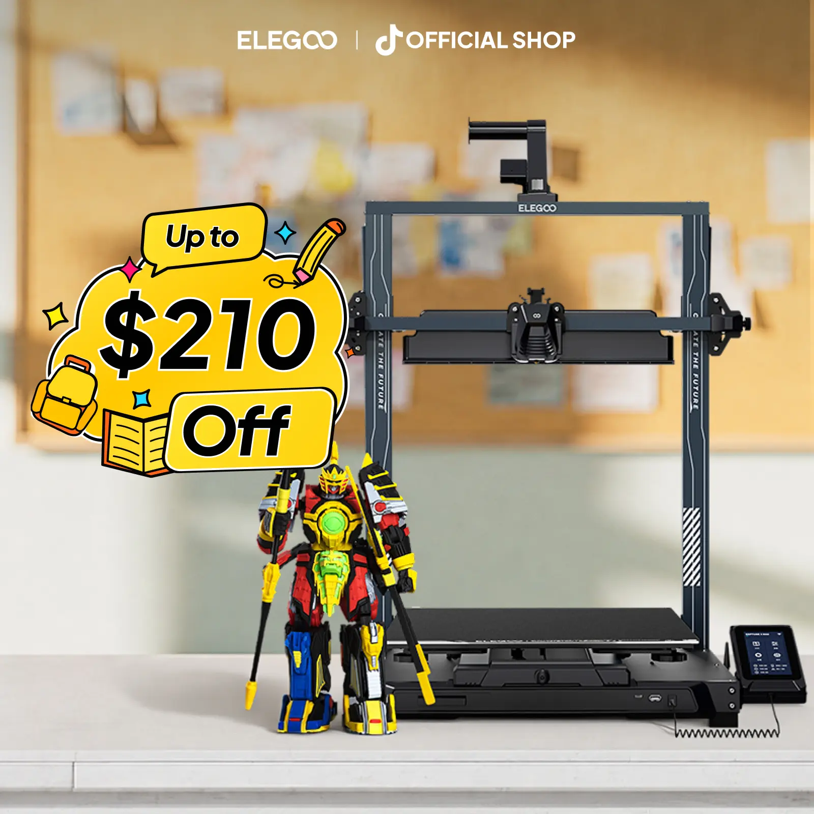 ELEGOO Neptune 4 Max 3D Printer - 500mm/s Fast Printing Speed, 300°C High-Temp Nozzle, Auto Leveling, Direct Drive Extruder, 420x420x480mm Large Build Volume, TPU Compatible, No WiFi/LAN (Computers & Office 3D Printing Supplies), Nylon tiktokshopbacktosch