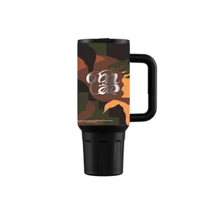 OUMAE 40oz Handle Insulated Tumbler with Camouflage Art Design