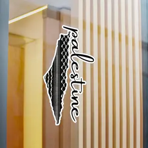 Black Keffiyeh on Palestine Map Sticker, Kiss-Cut Vinyl Decals, Car Window, Laptop, Book Stickers, Palestinian Accessories Decor Decorative