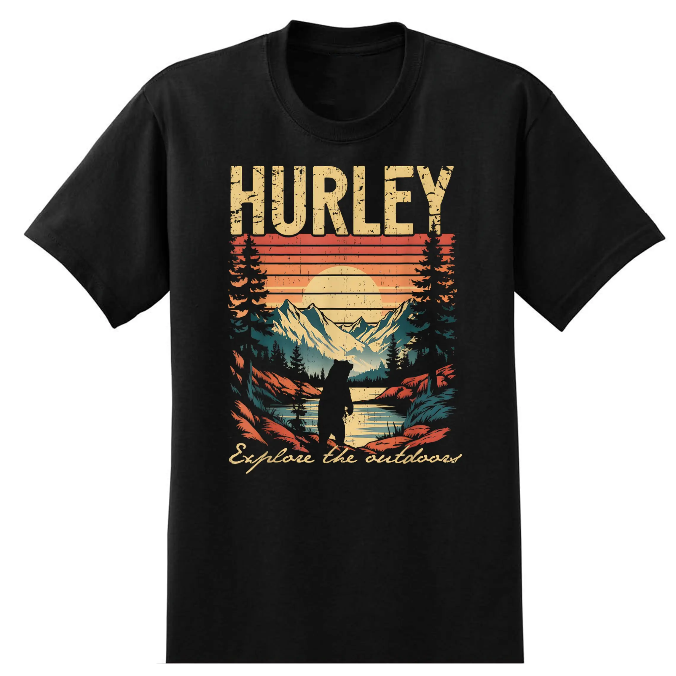 Retro Hurley Explore the Outdoors Bear Mountain Sunset T-Shirt