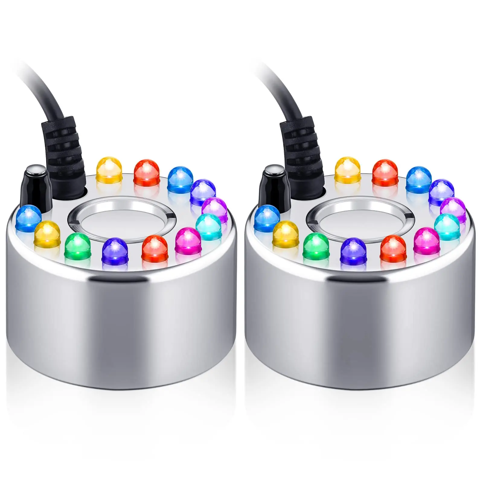 Mini Halloween Ultrasonic Mist Maker Fogger with 12 LED Lights, Alloy Small-Size Air Humidifier Atomizer for Smoking Cauldron, Witch Pot