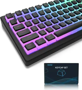 Womier Pudding Keycaps PBT Shine Through 165 Keys Set OEM Profile Custom Keycaps for Mechanical Keyboards Black