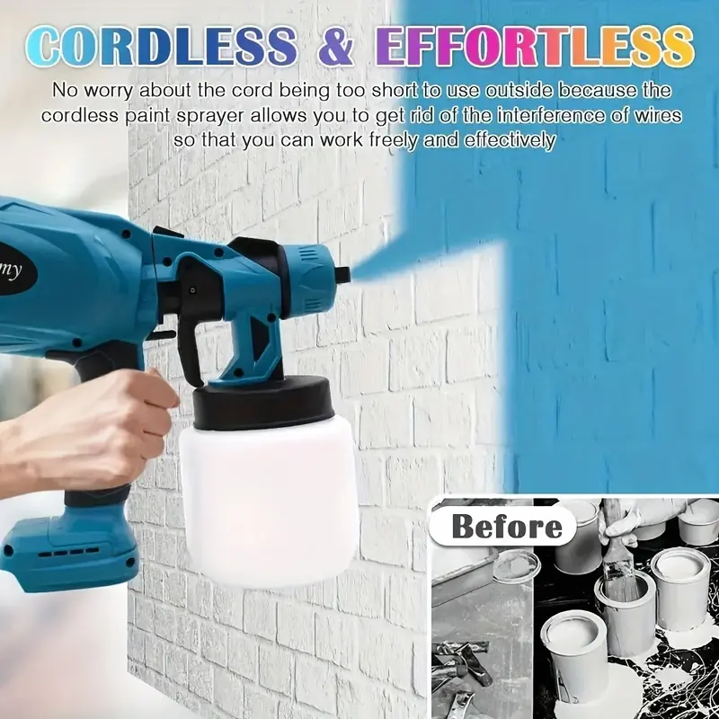 High Pressure Paint Sprayer Electric Airless HVLP Spray Gun, 3 Spray Patterns, Electric Paint Sprayer 800ml Container, Easy to Clean for House Painting, Furniture, Cabinets, Fence, Walls, Doors Home Car Repair DIY