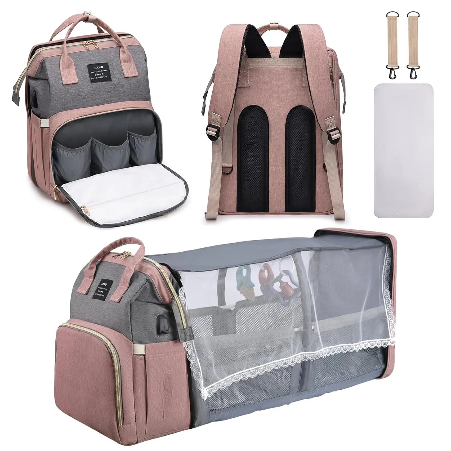 Large Multi Compartment Woman Travel Backpack, Waterproof Lightweight Shoulder Storage Bag with Multiple Pockets for Weekend Trip Daily Use