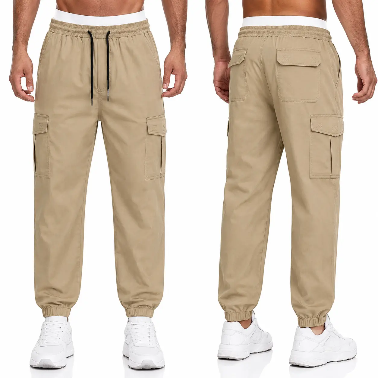 Men's Cargo Jogger Pants with Multi Pockets | Stretch Tactical Work Pants with Elastic Waist & Cuffed Ankle | Lightweight Outdoor Hiking Utility Pants for Work, Travel & Everyday Wear, Breathable Material Jogger, Casual Joggers