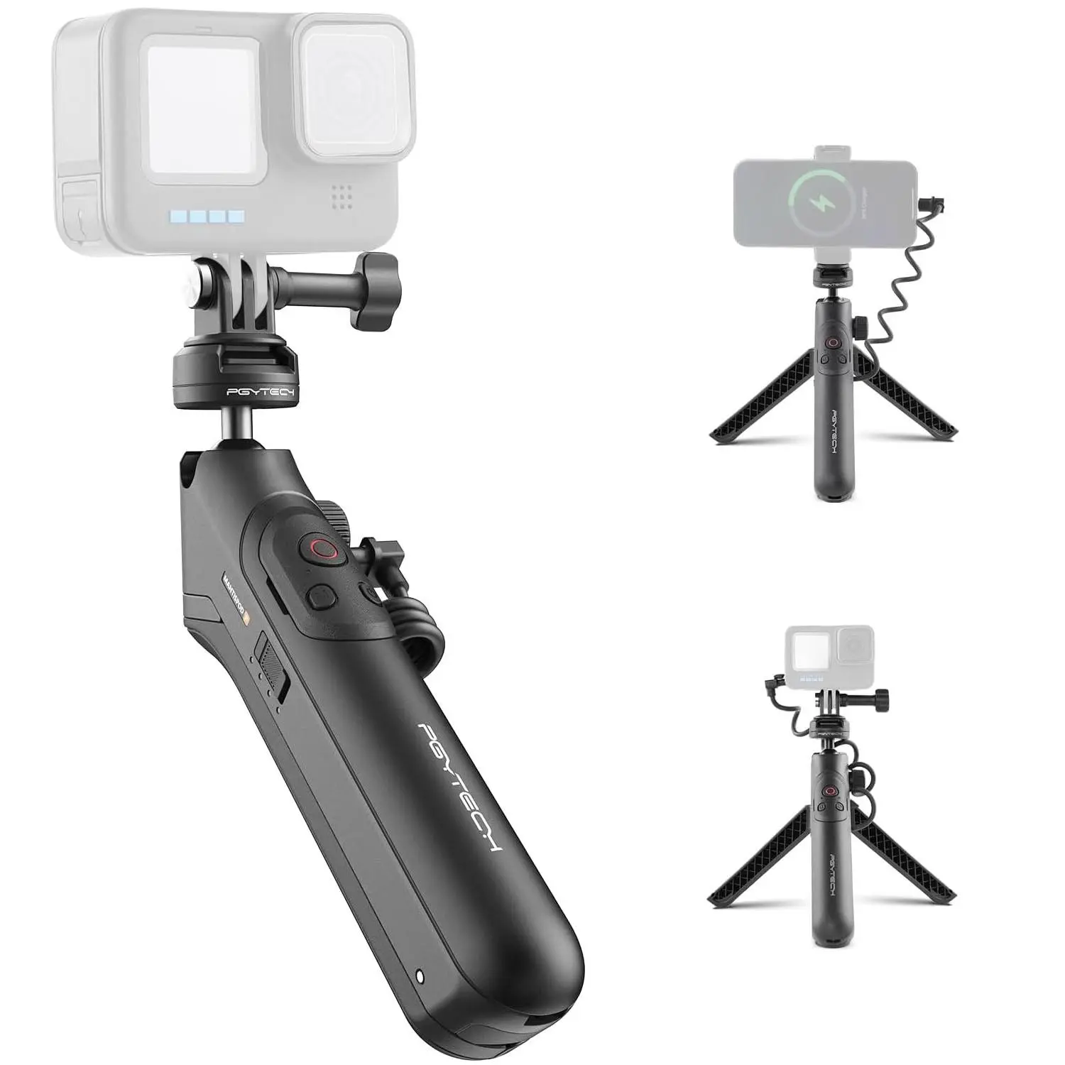 PGYTECH CapLock MantisPod Power Battery Handle Camera Stabilizer Gimbal - 5000mAh Lithium Ion Power Stick, Nylon Magnetic Vlogging Kit with Lanyard, Remote Control, 1/4 Adapter for GoPro 12/11/10, Charging Selfie Tripod Monopod Mount Accessories, Charging