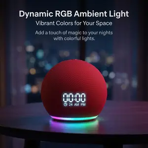 5th Gen Spherical Alexa Dot Smart Speaker with RGB LED Light, Wireless Subwoofer, TWS Connection, Portable Base, and High-Quality Audio, Ai-Powered Speakers