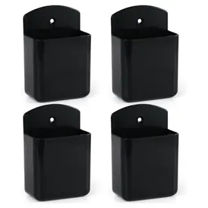 4PCS Remote Control Holder Wall Mount, TV Controller Holder, Self Adhesive Remote Holder, Wall Pen Holder Storage Accessories for Home Office School (Black)